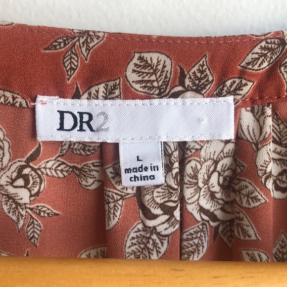 DR2 Floral Rust peasant Top - Picture 4 of 5